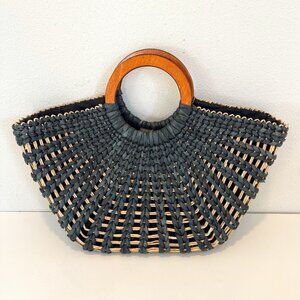 The SAK Woven Navy Blue Straw Tote Bag